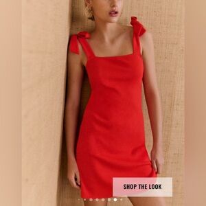 Sezane red mini dress with shoulder ties - only worn a few hours